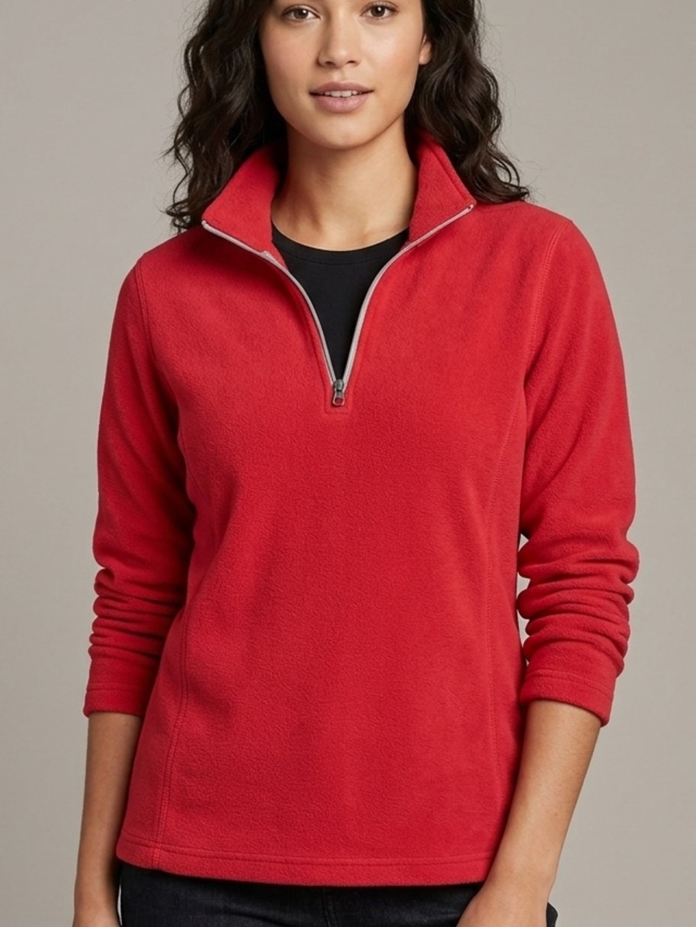 Eddie Bauer Women's Red Quarter Zip Fleece Pullover Jacket Size 2XL